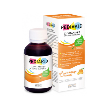 PEDIAKID 22 VITAMINE si OLIGOELEMENTE, sirop copii, aroma de caise, 250 ml, LABORATOIRES INELDEA