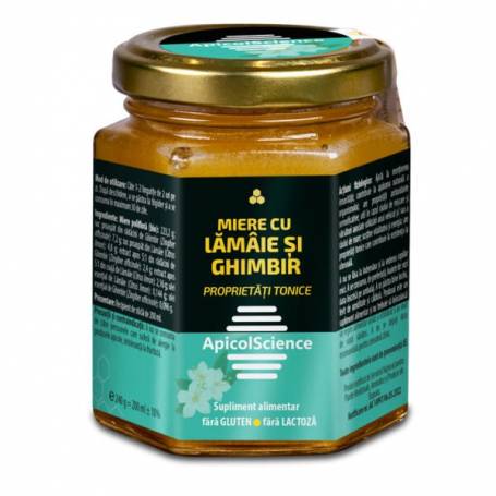 Miere cu lamaie și ghimbir, 200 ml, Apicol Science - DVR Pharm