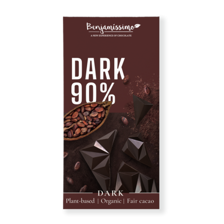 Ciocolata neagra 90% cacao, eco-bio, 60g, Benjamissimo