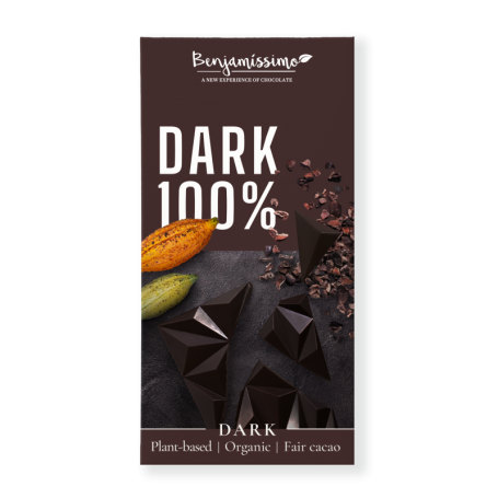 Ciocolata neagra 100% cacao, eco-bio, eco-60g, Benjamissimo