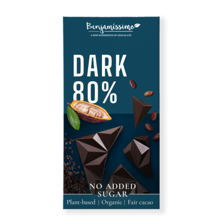 Ciocolata neagra 80% cacao, eco-bio, 60g, Benjamissimo