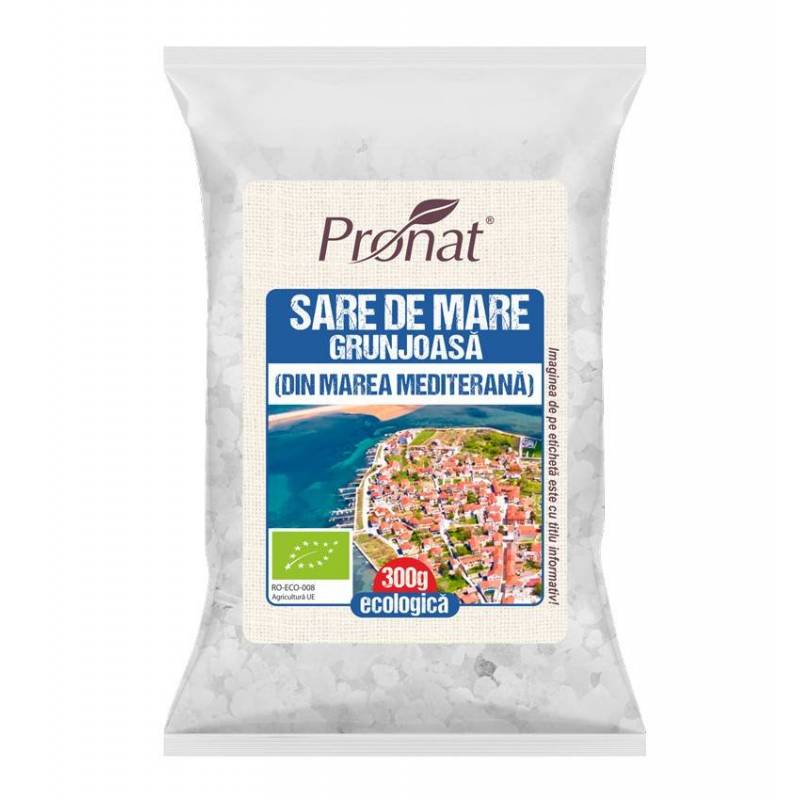 Sare de mare grunjoasa, din Marea Mediterana, eco-bio, 300 g, Pronat