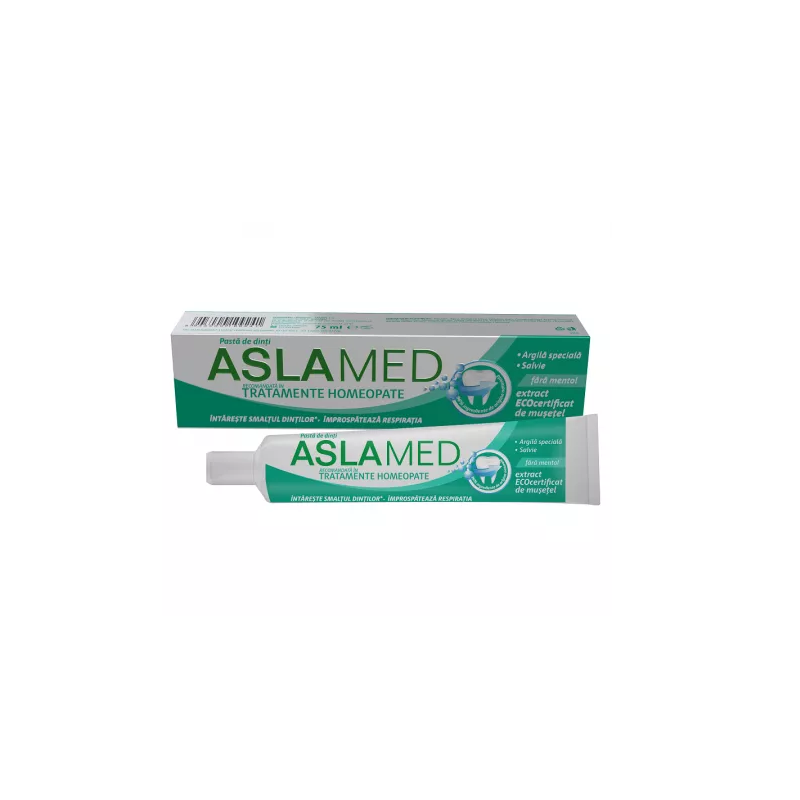 ASLAMED - PASTA DINTI TRATAMENTE HOMEOPATE, cu fluor - 75ml, Farmec