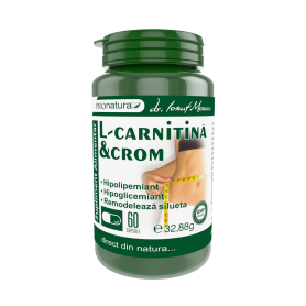 L-Carnitina cu Crom, ajuta la arderea grasimilor, 60 capsule, Pro Natura