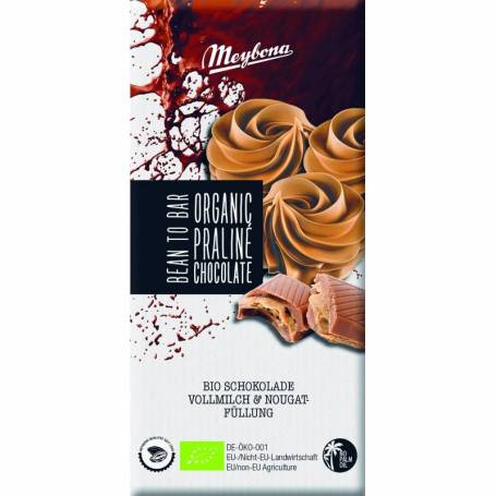 Ciocolata cu lapte si crema de praline, eco-bio, 100 g, Meybona