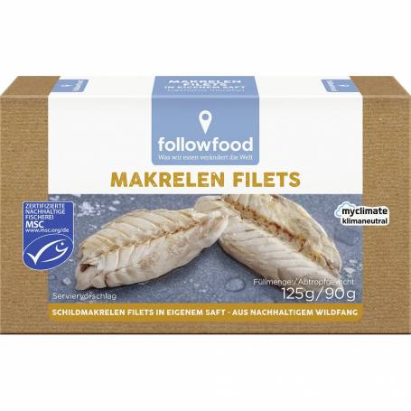 File de macrou in suc propriu, 125 g / 90 g, Followfish