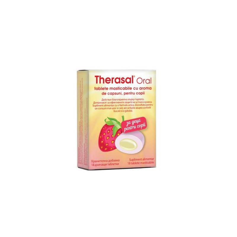 THERASAL ORAL pentru COPII - CAPSUNI, 18 comprimate MASTICABILE, VEDRA