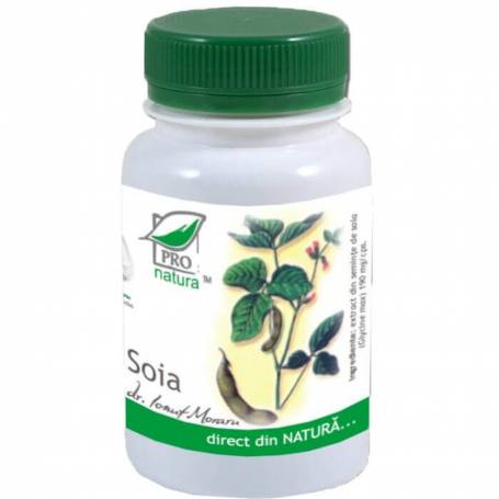 Soia, contribuie la reglarea balantei hormonale, 200 capsule, Medica - Pro Natura