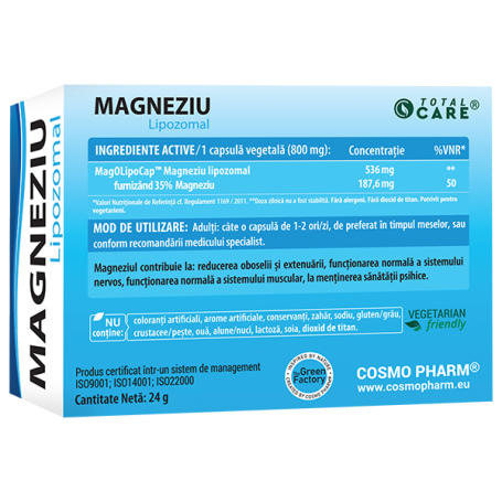 Magneziu Lipozomal, 30 capsule, Cosmo Pharm