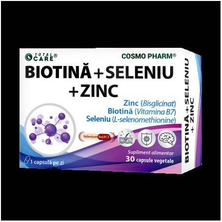 Biotina + Seleniu + Zinc, 30 capsule, Cosmo Pharm