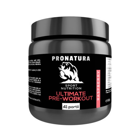 Ultimate Pre - Workout cu aroma de Zmeura, 500 g, Medica - Pro Natura