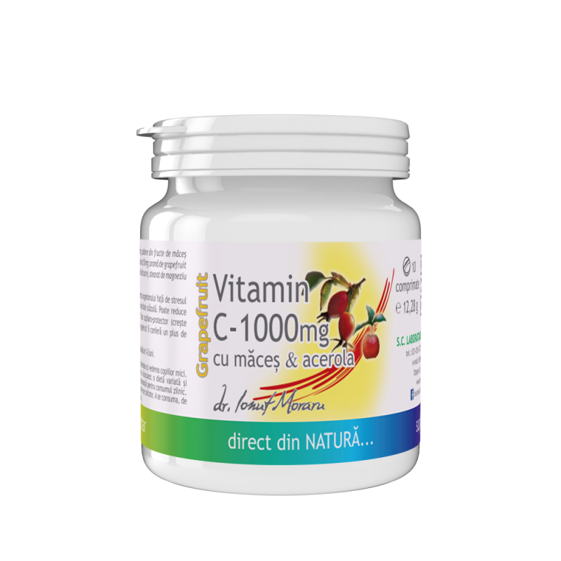 Vitamina C cu Macese si Acerola, cu aroma de Grapefruit, 1000 mg ,