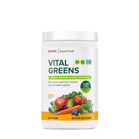 Superfoods Vital Greens Daily Superfoods Powder, Pudra Cu Super Alimente Verzi Cu Aroma De Mango, 421 G, GNC