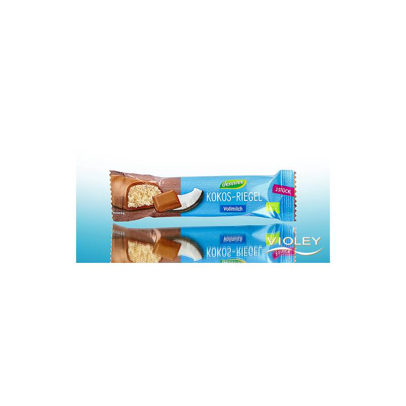 Baton de cocos cu glazura de ciocolata, eco - bio, 40 g, Dennree