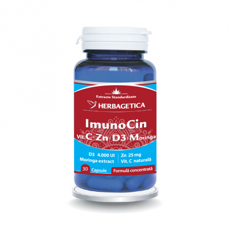 IMUNOCIN, vitamina C, D3, Zinc si Morniga, 30 capsule, Herbagetica