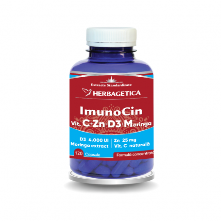 IMUNOCIN, vitamina C, D3, Zinc si Morniga, 120 capsule, Herbagetica