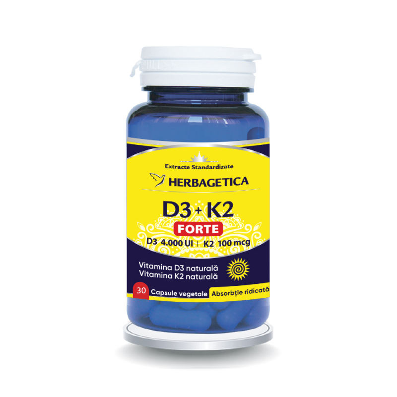 Vitamina D3 + K2 forte, 30 capsule, Herbagetica