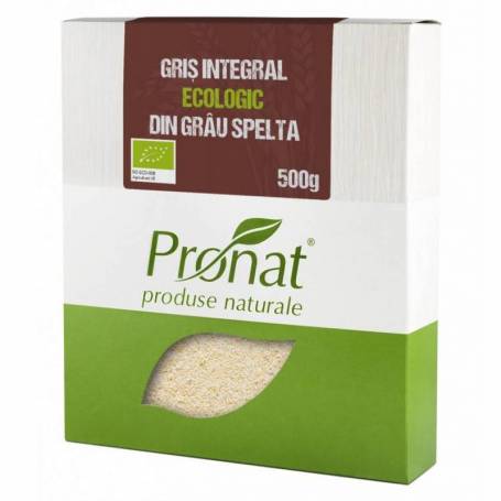 Gris integral din grau spelta, eco-bio, 500 g, Pronat