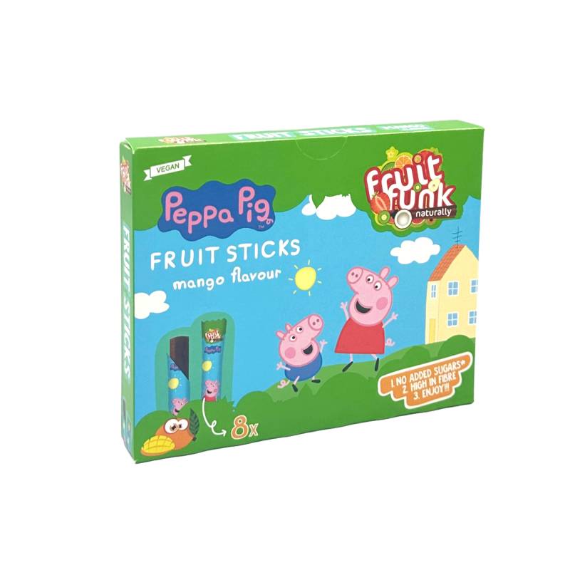 Sticks din fructe cu mango, Peppa Pig, vegan, fara zahar, 8 x 10 g,