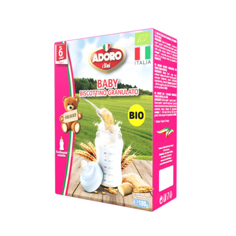 BISCUITI GRANULATI FARA GLUTEN +4 LUNI, 400 g, ADORO BIMBI