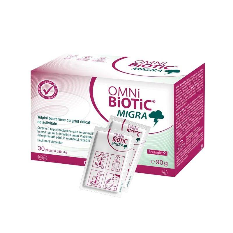 OMNIBIOTIC MIGRA - probiotic migrene, 30 plicuri - Institut Allergosan