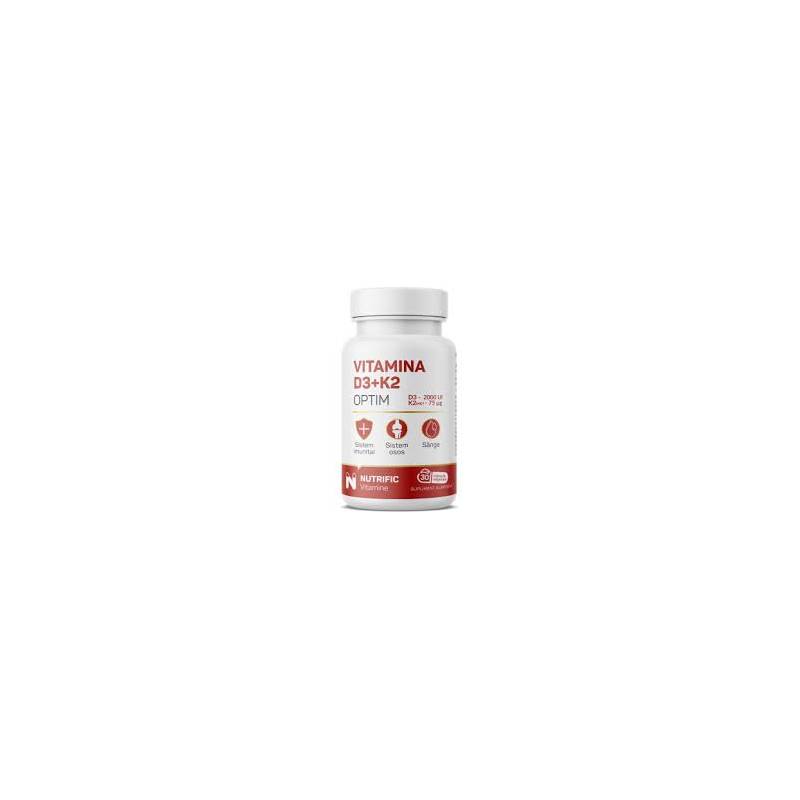 Vitamina D3 2000 UI si K2 75 mcg, Optim, 30 capsule vegetale, Nutrific