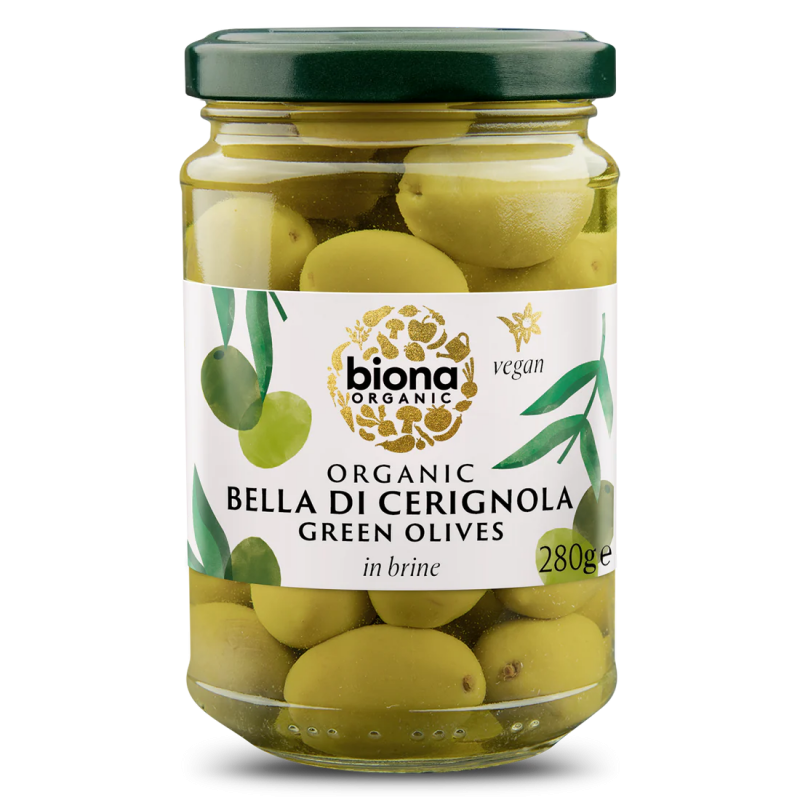 Masline verzi Bella di Cerignola in saramura, eco-bio, 280 g, Biona