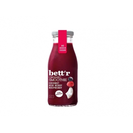 Smoothie cu zmeura, acai si cocos, fara zahar, eco-bio, 250 ml, Bettr