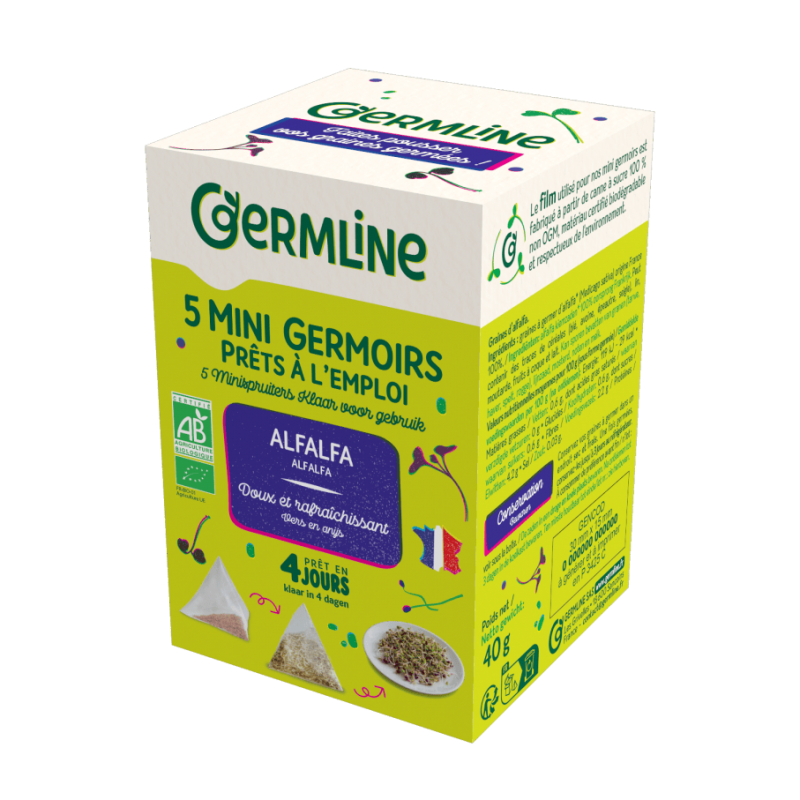 Mini germinatoare cu seminte de alfalfa, eco-bio, 5 bucati x 8g, 40