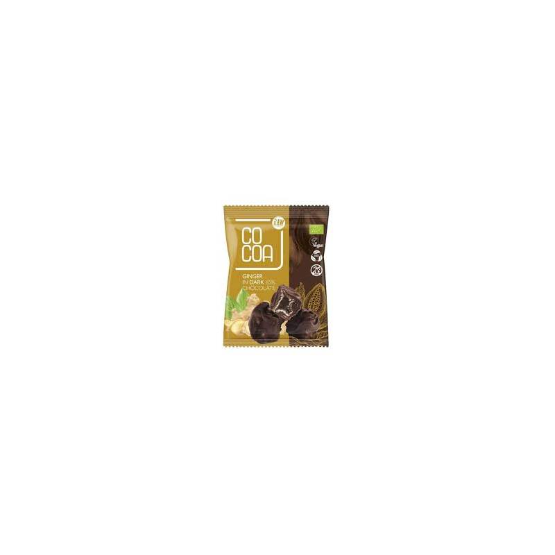 Ghimbir invelit in ciocolata neagra 65 %, eco-bio, 70 g Cocoa