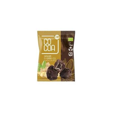 Ghimbir invelit in ciocolata neagra 65 %, eco-bio, 70 g Cocoa