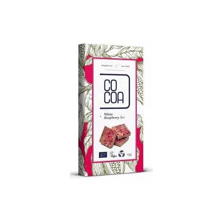 Ciocolata alba cu zmeura, eco-bio, 45 g, Cocoa