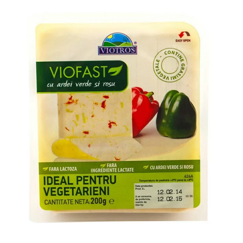 VIOFAST - Cascaval vegetal cu ardei, 200 g - Violife